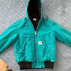 Teal Carhartt Vintage Heavy Hoodie Winter Jacket